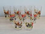 9 Drinkglazen Jachttafereel - Reims France – Vintage, Ophalen, Gebruikt, Overige typen