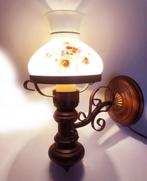 Wandlamp / wand olielamp antiek hout, glas kap olie lamp, Antiek / klassiek, Glas, Verzenden