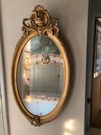 Antieke franse ovale spiegel met kuifje bladgoud, Ophalen