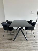 Woood Bruno Eettafel 16090 cm + 4 JYSK SANDVED Stoelen, Huis en Inrichting, Tafels | Eettafels, Ophalen, Zo goed als nieuw, Rechthoekig