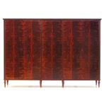 Grote vintage Art Deco kledingkast in gevlamd mahonie, 250 tot 300 cm, Glas, Ophalen of Verzenden, Zo goed als nieuw