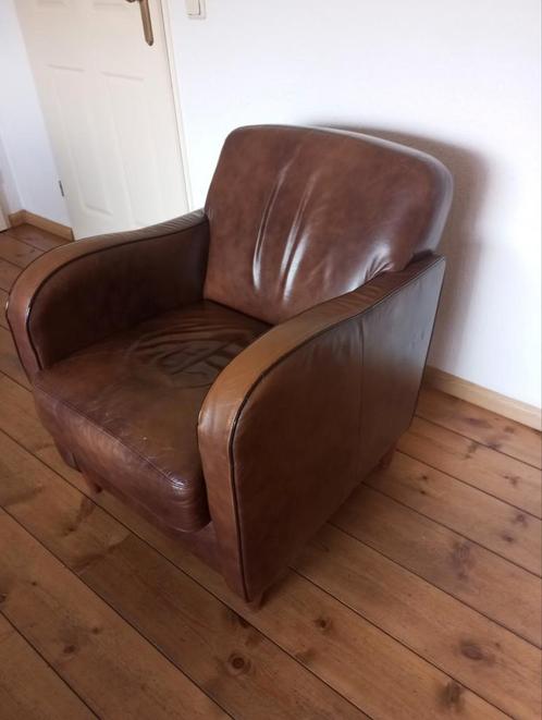 Fauteuil echt leder bruin (gratis ophalen in Leuth), Huis en Inrichting, Fauteuils, Gebruikt, Leer, 50 tot 75 cm, 75 tot 100 cm