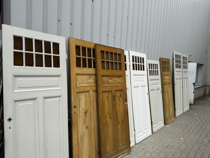 8 antieke paneeldeuren uit 1890, Doe-het-zelf en Verbouw, Deuren en Horren, Zo goed als nieuw, Binnendeur, 200 tot 215 cm, Minder dan 80 cm