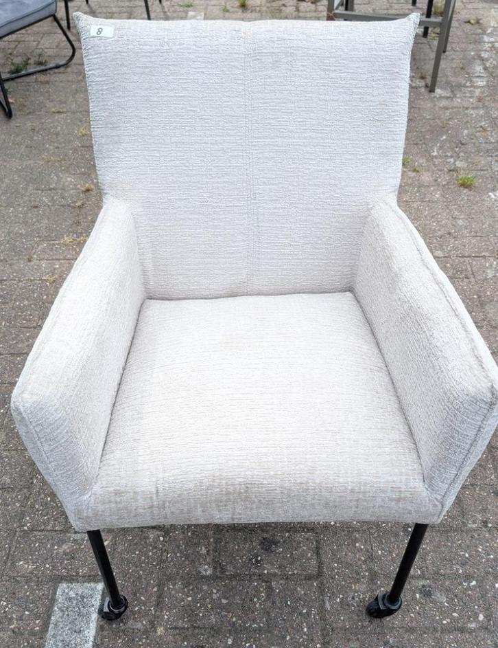 Eetkamerstoel beige - Zazuhome, Huis en Inrichting, Stoelen, Zo goed als nieuw, Eén, Metaal, Stof, Overige materialen, Wit, Ophalen