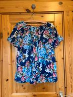 Top blauw met bloemen ms mode 52, Ophalen of Verzenden, Zo goed als nieuw, Blauw, Shirt of Top