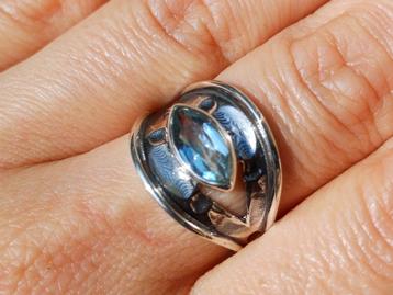 Vanoli 925 zilveren design ring met blauwe topaas maat 17,5 beschikbaar voor biedingen
