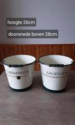 EMAILLE BEIGE AARDAPPELEN EN GROENTEN EMMER MERK KAT., Ophalen of Verzenden