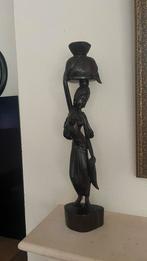 Afrikaans beeld Houtsnijwerk “Vrouw met vaas”, Ophalen of Verzenden
