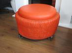 Vintage Oranje Poef,Jr 60.v,a 40,00e, Ophalen, Minder dan 50 cm, Minder dan 50 cm, Rechthoekig