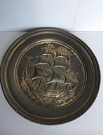 1481)Antiek koperen wandbord met een mooie schip, Antiek en Kunst, Antiek | Koper en Brons, Ophalen of Verzenden