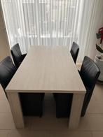 6  zwarte leren eetkamerstoelen in goede staat, Huis en Inrichting, Tafels | Eettafels, Overige materialen, Gebruikt, Rechthoekig