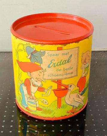Oude 1950-1960 blikken spaarpot ,kabouters,Erdal Schoenpoets beschikbaar voor biedingen