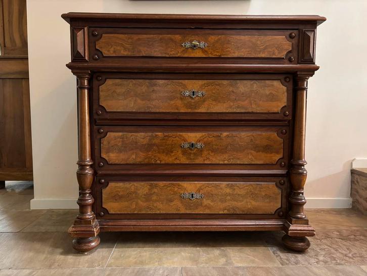 Antieke houten ladekast, Huis en Inrichting, Kasten | Ladekasten, Zo goed als nieuw, Minder dan 100 cm, 50 tot 100 cm, 50 tot 75 cm