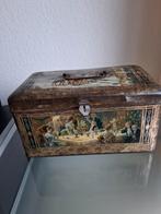 Vintage brocante blikken trommel met diverse taferelen, Ophalen