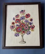 Borduurwerk in lijst afbeelding anemonen, Ophalen of Verzenden, Zo goed als nieuw, Schilderij, Minder dan 50 cm