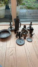 Divers tinnen, kandelaars, bordje, schaal, kleine figuurtjes, Antiek en Kunst, Antiek | Tin, Ophalen