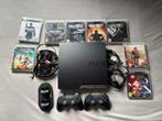 PlayStation 3 Slim (320GB) + 2 controllers, headset, 8 games, Spelcomputers en Games, Spelcomputers | Sony PlayStation 3, Met games