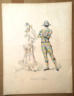 Prent Colombine et Arlequin - Harlekijn en Colombina, Ophalen of Verzenden