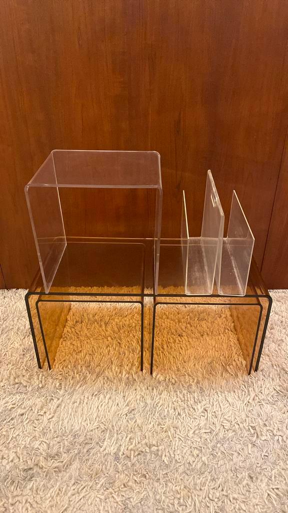 Michel Dumas 4 bijzettafels en 1 lectuurbak, Antiek en Kunst, Kunst | Designobjecten, Ophalen
