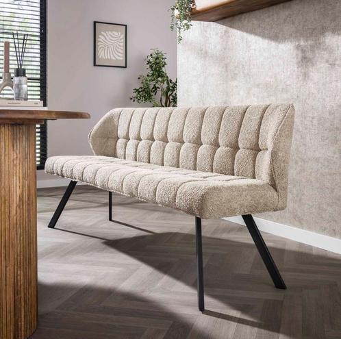 Magazijn Leegverkoop Nieuwe eetbank boucle stof metaal zwart, Huis en Inrichting, Stoelen, Nieuw, Drie, Hout, Metaal, Stof, Overige kleuren