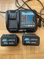 Makita DC10SA oplader incl. 2 stuks accu 10,8 V 4,0 Ah, Doe-het-zelf en Verbouw, Gereedschap | Boormachines, Ophalen of Verzenden