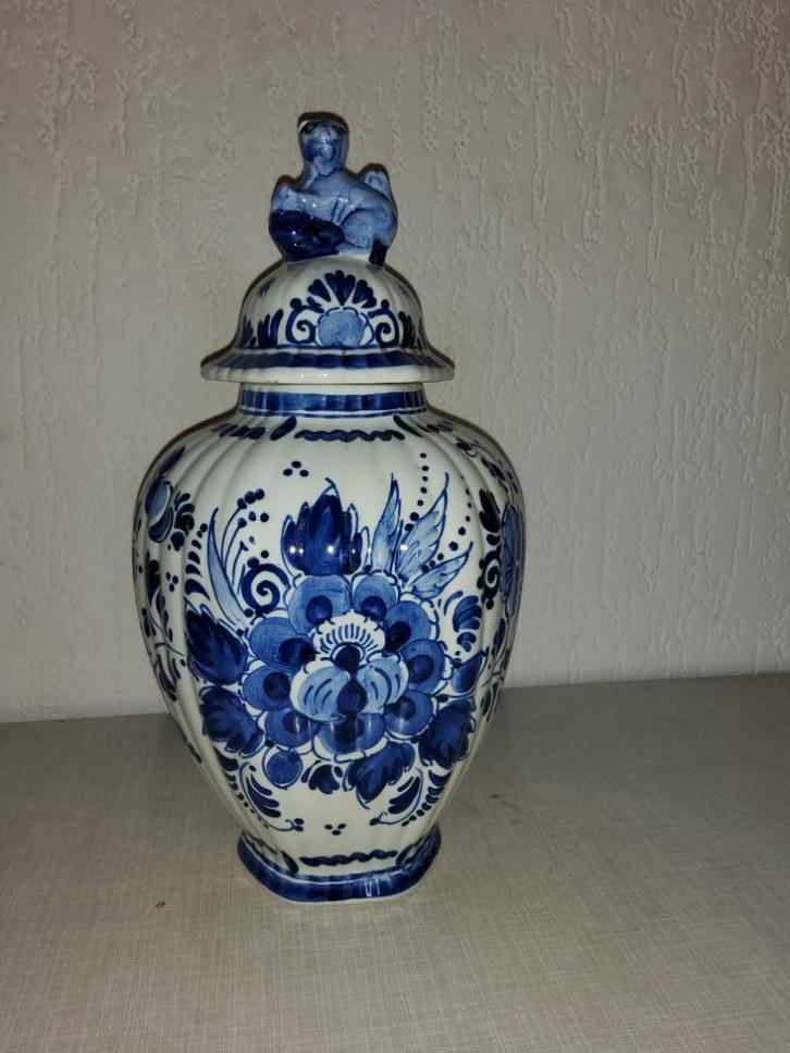 Porseleinen Delftsblauwe pot met deksel – 27 cm, Antiek en Kunst, Antiek | Porselein, Ophalen of Verzenden