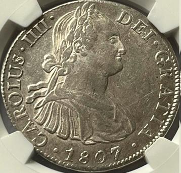 Mexico schaarse acht real 1807 AU58 beschikbaar voor biedingen