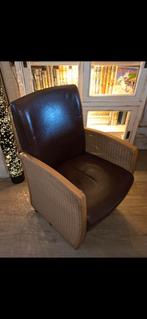 Lloyd loom eetkamer stoelen/fauteuil met wieltjes, Huis en Inrichting, Fauteuils, Ophalen of Verzenden, Minder dan 75 cm, 50 tot 75 cm