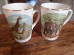 2 bekers , mok Weahterby Hanley England. Olifant en Giraffe, Ophalen of Verzenden, Zo goed als nieuw, Overige stijlen, Overige typen