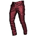 Rode heren leren cargo broek / zakken mannen wetlook leer, Verzenden, Nieuw, Overige maten, Rood