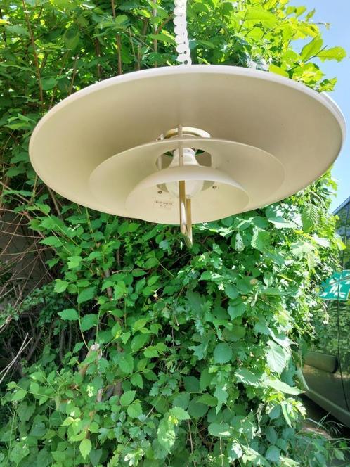 Vintage hanglamp wit Deens 70s, Huis en Inrichting, Lampen | Hanglampen, Gebruikt, Minder dan 50 cm, Ophalen