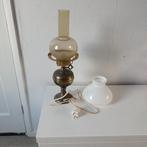 Vintage brons tafel lamp hoogte met glas 48 cm, Antiek en Kunst, Antiek | Lampen, Ophalen of Verzenden