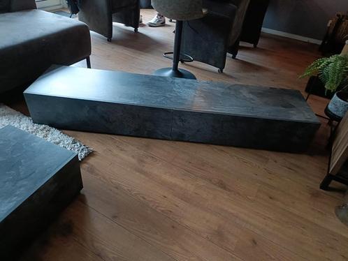 Moderne salontafel & tv-meubel in steenlook antraciet, Huis en Inrichting, Kasten | Televisiemeubels, Gebruikt, Minder dan 100 cm
