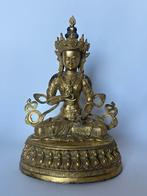 Vajrasattva Boeddha beeld China, Nepal brons verguld, Ophalen of Verzenden