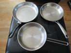 Merk steelpannen 3 st. zwaar inclusief inductie, Ophalen, Zo goed als nieuw, Rvs, Koekenpan of Braadpan