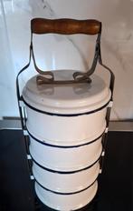 Vintage Emaille Tiffin Lunchbox - 4 Lagen, Ophalen of Verzenden, Gebruikt, Overige materialen, Pot, Bus of Blik