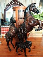 Antiek bruin lederen leren paard paarden 3 modellen, Antiek en Kunst, Ophalen of Verzenden