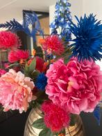 Gouden vaas met luxe zijden bloemen – kleurrijke eyecatcher, Ophalen, Zo goed als nieuw, Binnen