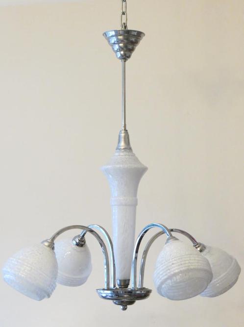 Art Deco lamp jaren 30 chroom nikkel messing glas staand, Antiek en Kunst, Antiek | Lampen, Ophalen