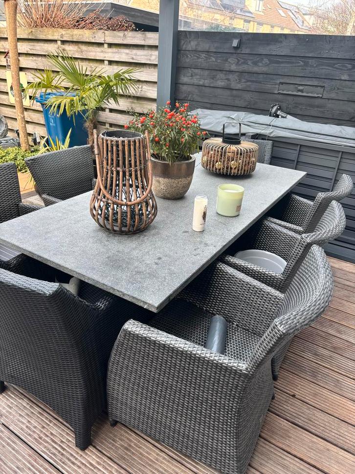 Mooie tuinstoelen set 8 stuks in prima staat, met kussens, Tuin en Terras, Tuinsets en Loungesets, Gebruikt, Tuinset, Wicker, 8 zitplaatsen