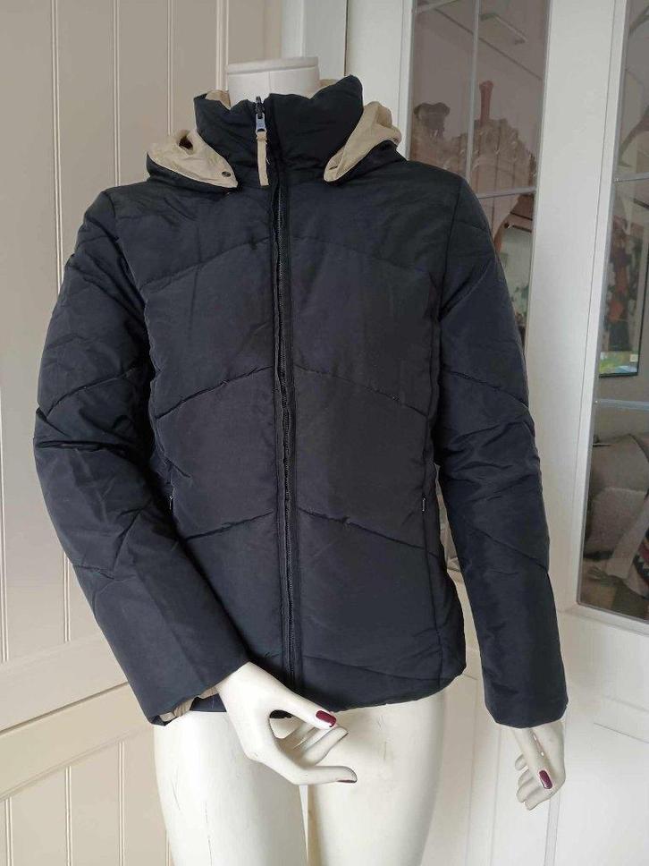 Tweezijdig te dragen gewatteerde jas, mt. S, Kleding | Dames, Jassen | Winter, Gedragen, Maat 36 (S), Zwart, Ophalen of Verzenden