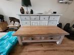 Eiken houten salontafel white wash, Ophalen, Gebruikt, 50 tot 100 cm, Minder dan 50 cm
