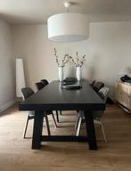 Massief Houten Eettafel Zwart, Ophalen, 100 tot 150 cm, Eikenhout, 200 cm of meer