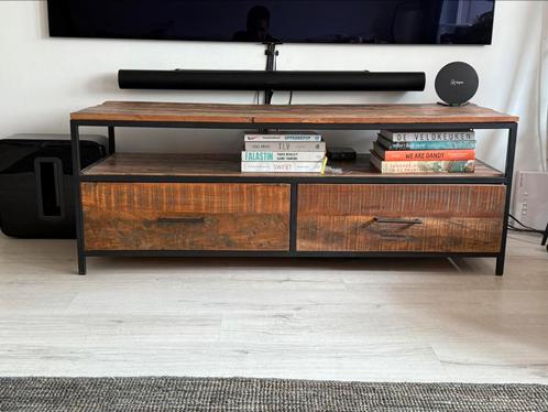 Industrieel TV-meubel mangohout | Loods5 | 140 cm breed, Huis en Inrichting, Kasten | Televisiemeubels, Zo goed als nieuw, Minder dan 100 cm