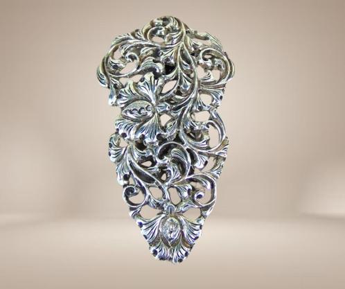 Prachtige ANTIEKE 800 zilver ajour Djokja kleding clip klem!, Sieraden, Tassen en Uiterlijk, Broches, Zo goed als nieuw, Zilver