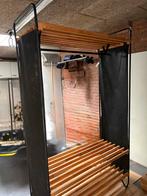 Open kledingkast met schoenenrek, opvouwbaar, zwart, Ophalen, Met plank(en), Gebruikt, 100 tot 150 cm