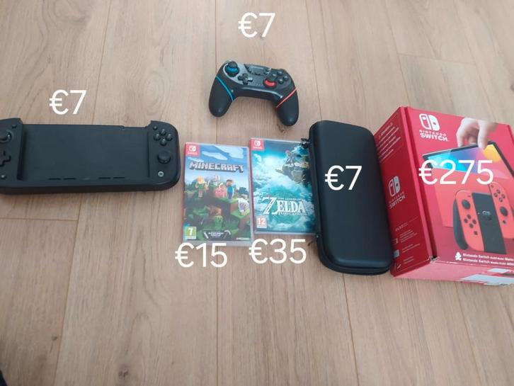 Nintendo Switch OLED met accessoires en games, Spelcomputers en Games, Spelcomputers | Nintendo Switch, Zo goed als nieuw, Switch OLED