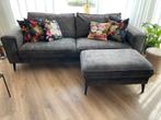 BANKSTEL 2,5 ZITS + HOCKER:, Ophalen, Gebruikt, 75 tot 100 cm, Stof