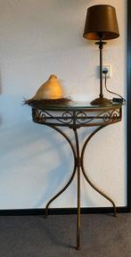 Bijzettafel smeedijzer 80x60 cm met glasplaat - Izgst, 50 tot 100 cm, Ophalen of Verzenden, Tafelblad, Rechthoekig