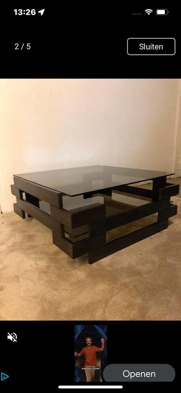 Prachtige vintage salontafel in wengé hout. beschikbaar voor biedingen